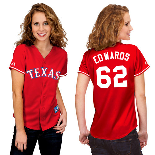 Jon Edwards #62 mlb Jersey-Texas Rangers Women's Authentic 2014 Alternate 1 Red Cool Base Baseball Jersey